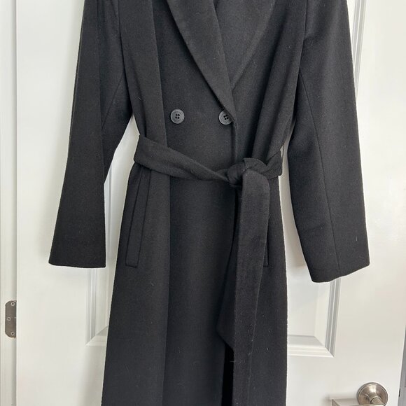 NWOT Calvin Klein Black Wool Single Breasted Belter Coat, SZ XL - Picture 1 of 2